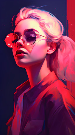 Fashion portrait of beautiful young woman in sunglasses. Art design.の素材