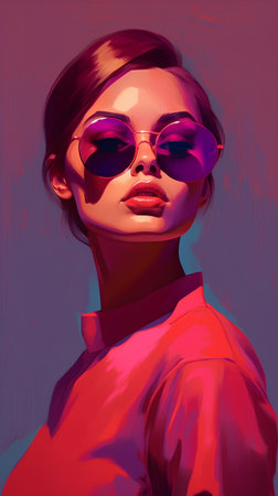 Fashion portrait of a beautiful young woman in stylish sunglasses. Beauty, fashion.の素材