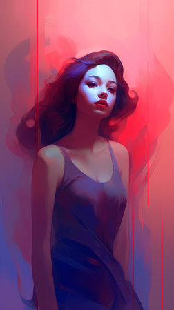 Fashion portrait of a beautiful brunette woman with bright makeup.の素材