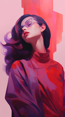 Fashion portrait of a beautiful woman in a hat and sunglasses.の素材