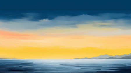 Sea landscape. Sunset over the sea. Vector illustration for your designの素材