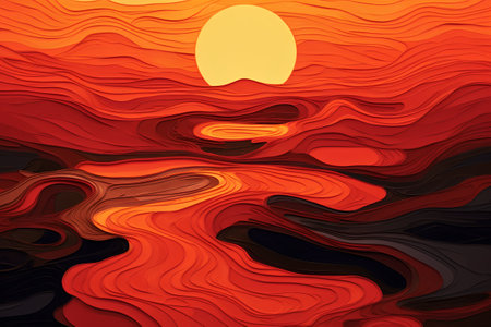 Abstract background with waves and sun. Vector illustration. Eps 10.の素材