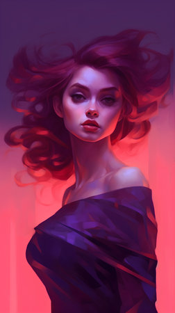 Fashion art portrait of a beautiful woman with red hair. Perfect makeup. Beauty, fashion.の素材