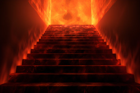 Staircase leading to hell, 3d render, square imageの素材