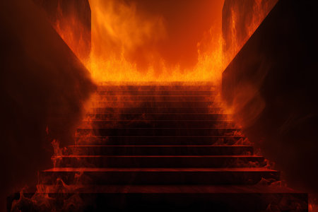 Staircase leading to hell, 3d render, square imageの素材