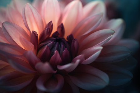 Close up of pink dahlia flower. Soft focus. Toned.の素材