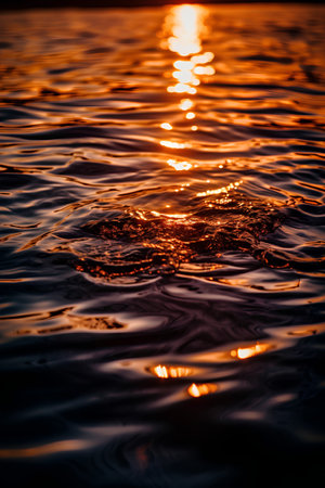Sunset in the sea. The sun is reflected in the water.の素材