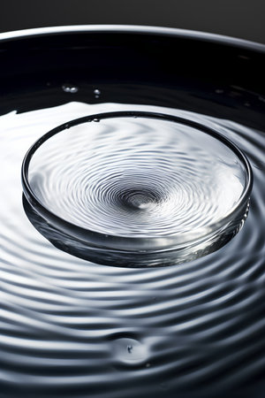 drop of water falling into the water on a black background. macroの素材