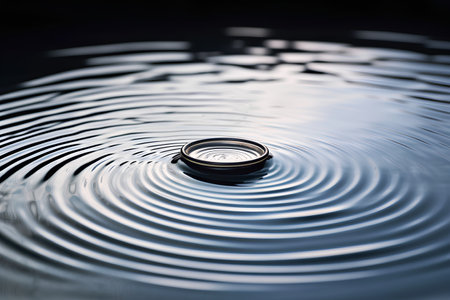 A drop of water on a rippled surface of water.の素材