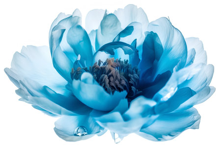 Blue peony flower isolated on white background with clipping path. Closeup. Nature.の素材