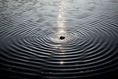 abstract image of a drop falling into the water with ripplesの素材