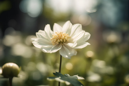 Beautiful white flower in the garden. Soft focus. Vintage style.の素材