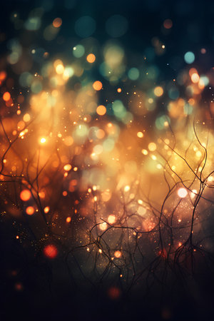 abstract background with bokeh defocused lights and tree branchesの素材