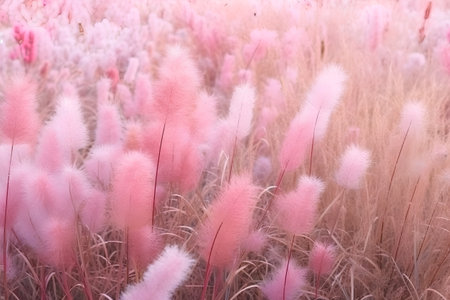 pink grass flower in meadow, soft focus and vintage toneの素材