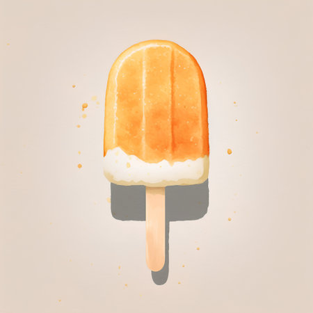 Watercolor ice cream on a stick on a white background, vector illustrationの素材