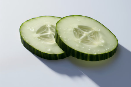 Sliced cucumber isolated on white background. 3d illustrationの素材