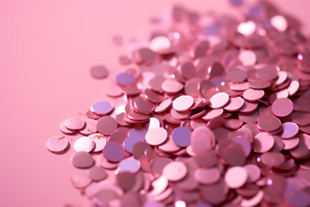 Pink glitter confetti on a pink background. Shallow depth of field.の素材