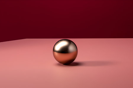 3d render of golden easter egg on a red background with copy spaceの素材