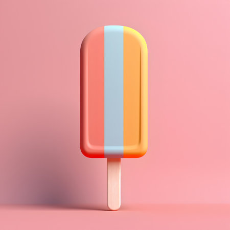 Colorful ice cream on a stick. Minimal concept. 3D Renderingの素材