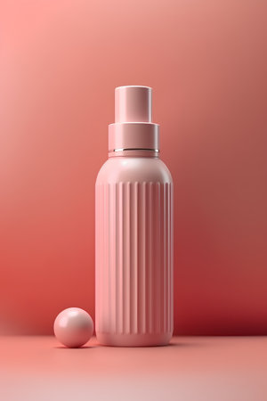 Cosmetic bottle on pink background. 3d render. Mock upの素材