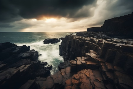 Beautiful seascape with stormy sky Composition of natureの素材