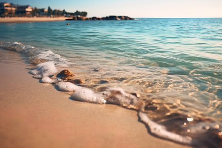 Beautiful seascape with sandy beach and waves. Nature backgroundの素材