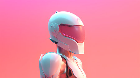 Cyborg woman in pink background. 3D illustration. 3d renderingの素材