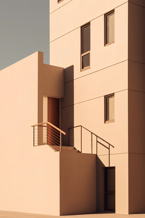 Modern architecture, detail of a modern building, 3d render illustrationの素材