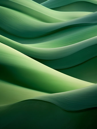 abstract green background with smooth lines and waves, 3d renderの素材