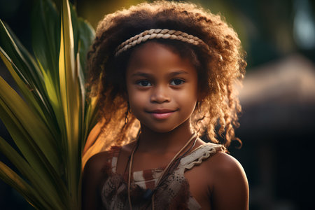 Portrait of a beautiful african american little girl with dreadlocks.の素材