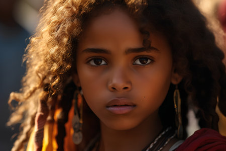 Portrait of a beautiful young african american woman with dreadlocksの素材