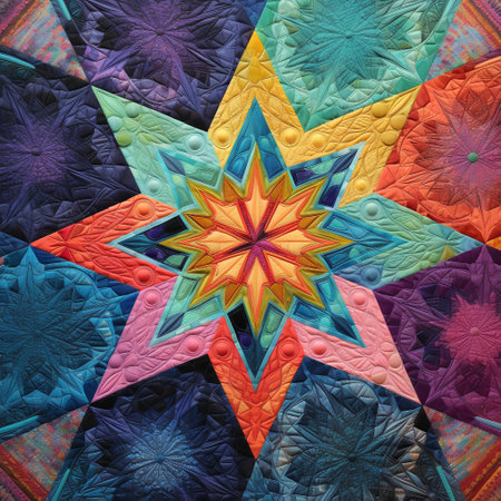 Colorful abstract background with kaleidoscope pattern on the embossed surfaceの素材