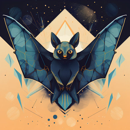 Halloween vector illustration with bats on the background of the night sky.の素材