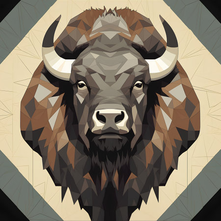 Bison head in low poly style. Vector illustration for your designの素材