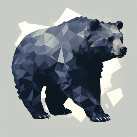 Polygonal bear. Low poly illustration of bear. Vector illustration.の素材