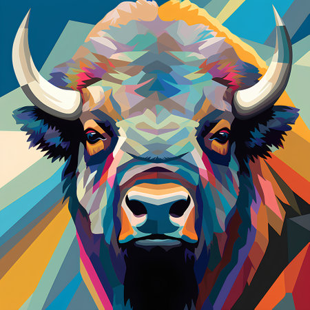 Bison head. Abstract colorful background. Vector illustration for your designの素材