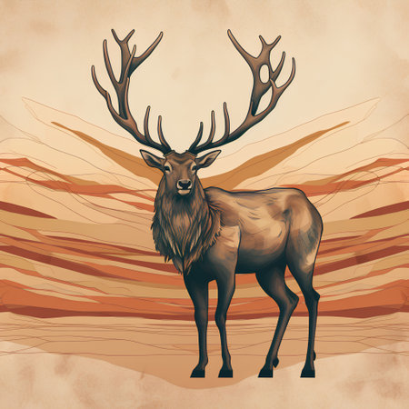 Deer in the desert. Vector illustration of a wild animal.の素材