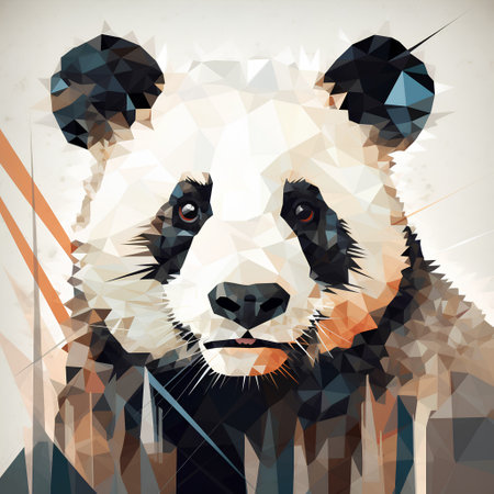 Graphic panda bear in low poly style. Vector illustration.の素材