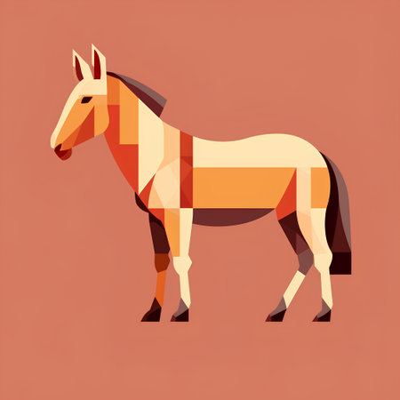 Horse vector illustration. Flat design style. Isolated on orange background.の素材