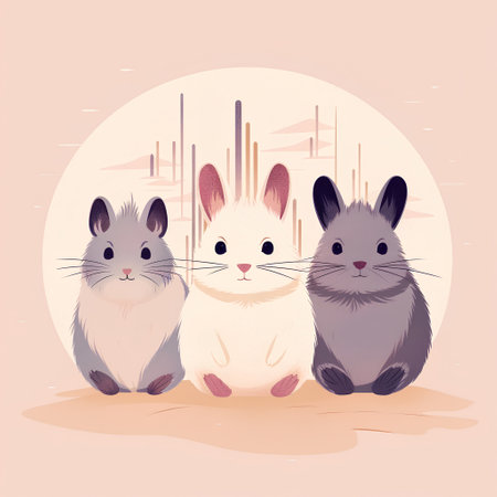 Rabbit family. Cute cartoon characters. Vector illustration of animal.の素材