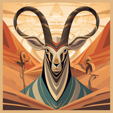 Gemsbok in the desert. Vector illustration for your designの素材