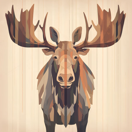 Vector illustration of a moose head with antlers. Vintage style.の素材