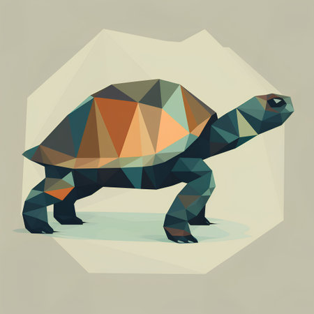 Turtle low poly style vector illustration. Geometric polygonal turtleの素材