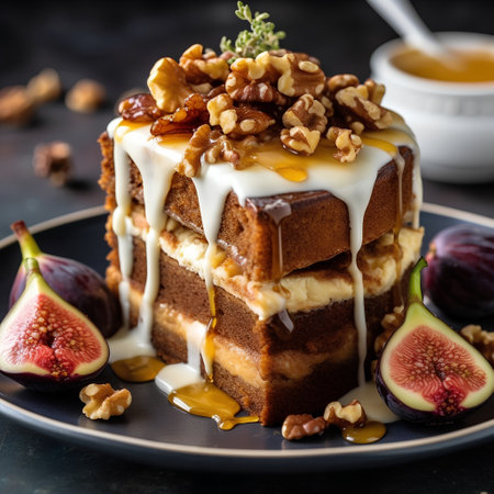 Tiramisu cake with figs, honey and walnutsの素材