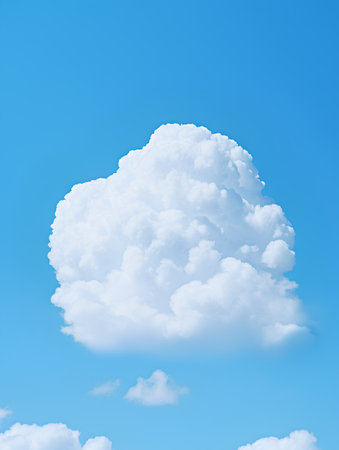White fluffy clouds in the blue sky. 3d rendering illustration.の素材