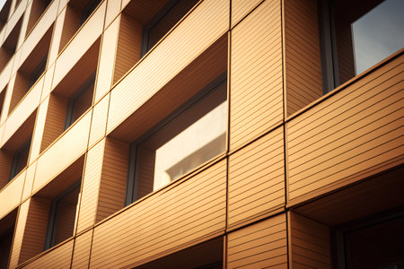 Facade of a modern office building. Architectural detail. 3d renderingの素材