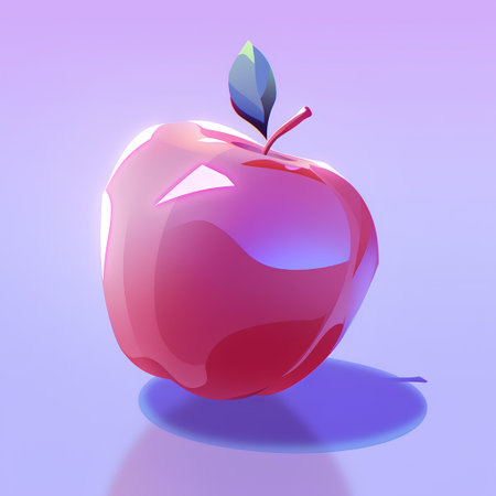 Red apple isolated on purple background. Realistic 3d vector illustration.の素材