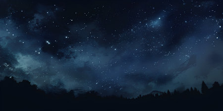 Beautiful night sky with stars and nebula. Vector illustration.の素材
