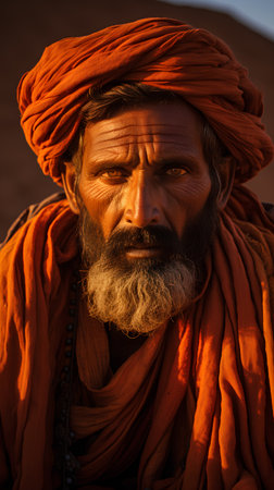 Unidentified Sadhu at Pushkar Camel Mela, Rajasthan, Indiaの素材