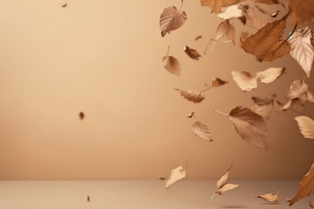 Autumn background with falling leaves. Fall concept. Copy space.の素材